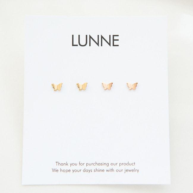 Lunne 14K Butterfly Piercing Earrings (14K Gold) S13