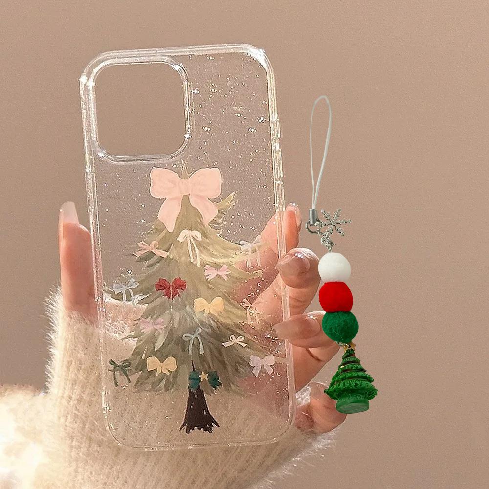 Bowknot Christmas Tree Pattern Bling Glitter Phone Case for iPhone 17AIR 16 15 14 13 12 11 PRO MAX MINI XS XR 7 8 PLUS Y2K Cover