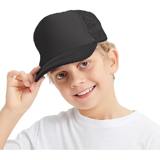TopTie Kids 5 Panel Trucker Cap Mesh Snapback Hat Foam Front for Boys Girls Aged 3-7 Years Old