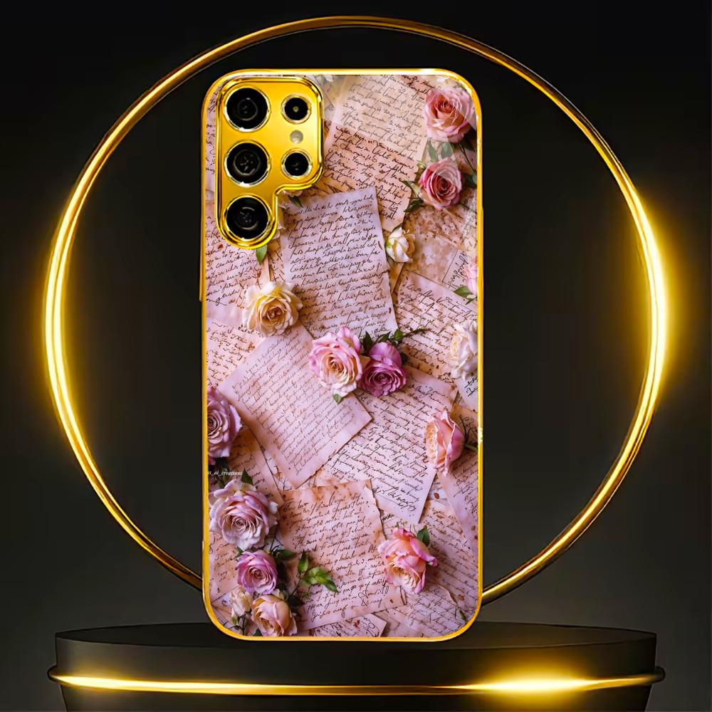 

Letter Flower New model Simplicity Electroplating Glass PhoneCase for Samsung Galaxy S26 S25 S24 S23 S22 S21 FE,Ultra,Plus GalaxyS25