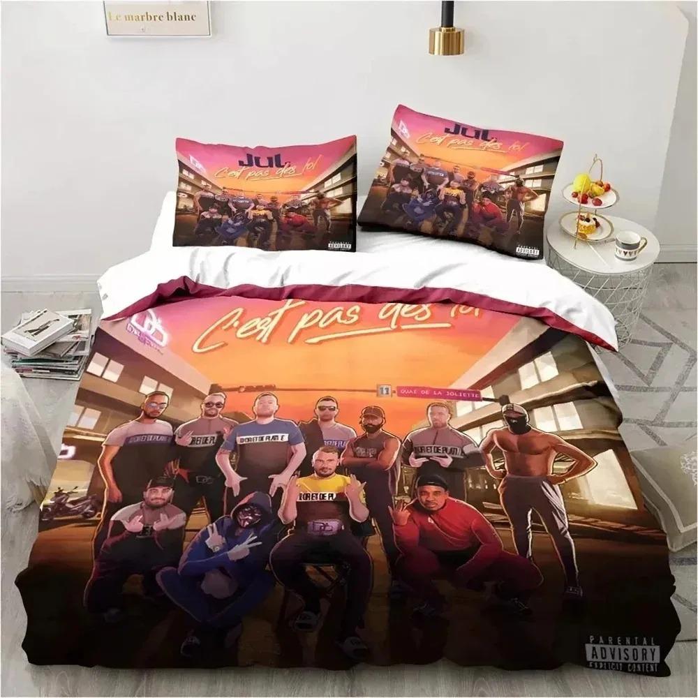 3D Print JuL Bedding Set Rapper JuL C est Pas Themed Colorful Print Duvet Cover Kid Gift Single Double Large Size 135x200cm