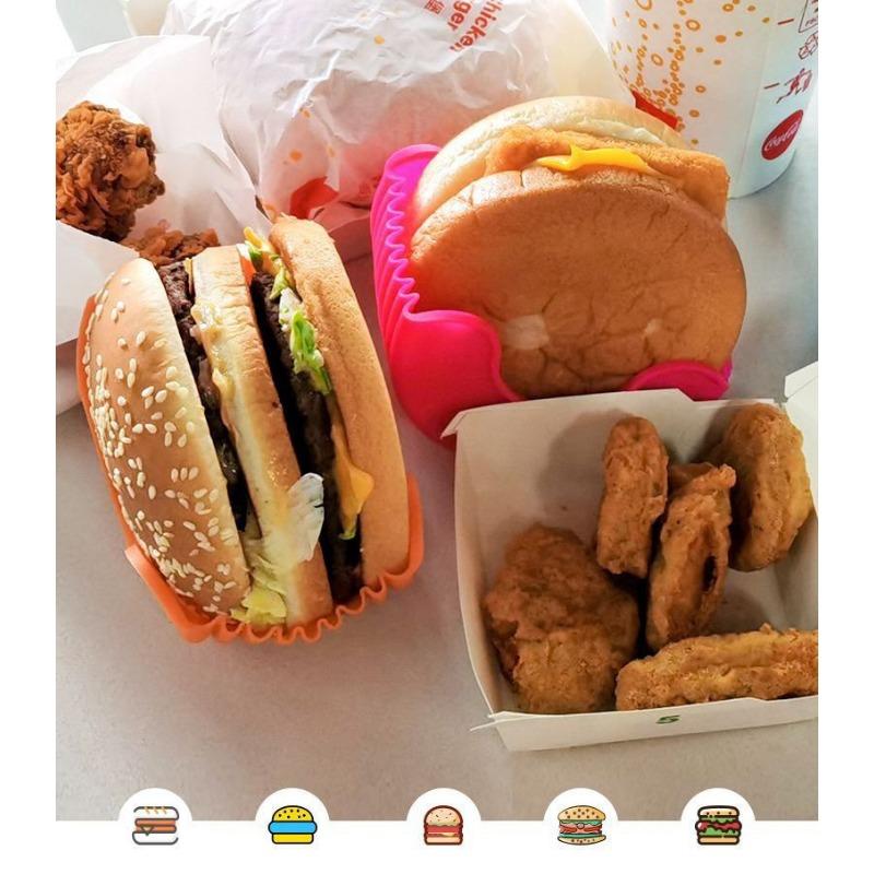 4 STÜCKE Heißer Verkauf Silikon Burger Clip Kontaktfrei Anti-Fallend Burger Fixierte Box Tablett