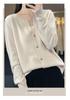 2023 Women's Pure Wool V-Neck Cashmere Cardigan - Solid Color Knit, Loose Fit
