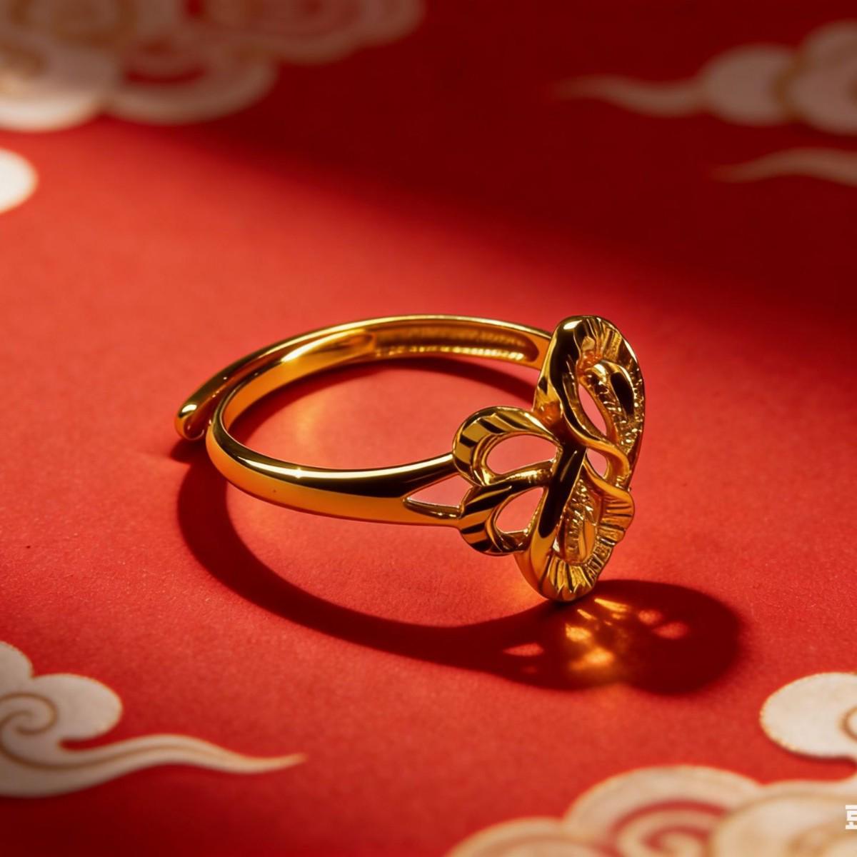 Женское Классическое Модное Открытое Кольцо с Цветочным Дизайном Вьетнамское Песочное Золото - Не Чернеющее Adjustable Open золотой