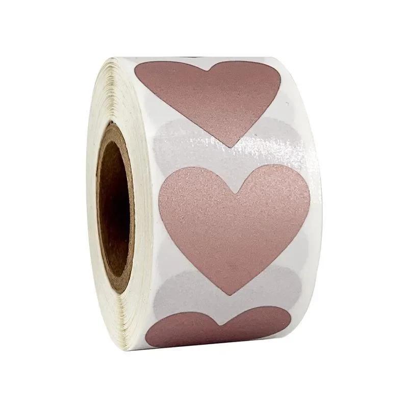 300 Sheets/roll of Heart-shaped Scratch Labels Rose Gold Kawaii School Stickers Thank You Cards for Package Stationery DIY