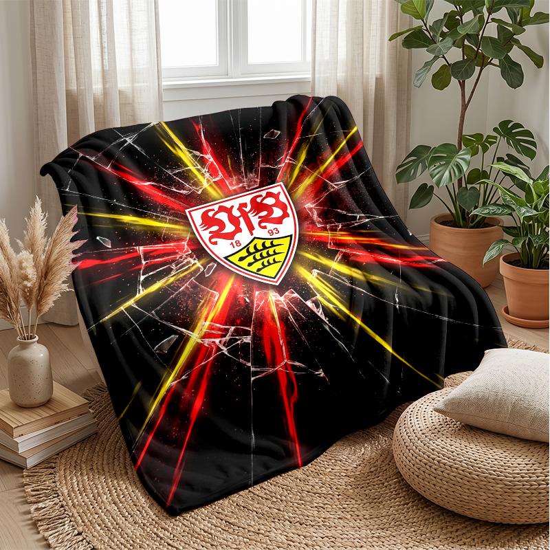 VfB Stuttgart Football Print Flannel Blanket, Soft Warm Lightweight Throw Blanket for Sofa Bed Camping