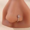 1PC puncture-free nose ring personality cool simple copper micro-inlaid zircon six-valve flower U-shaped nose clip female nose accessories