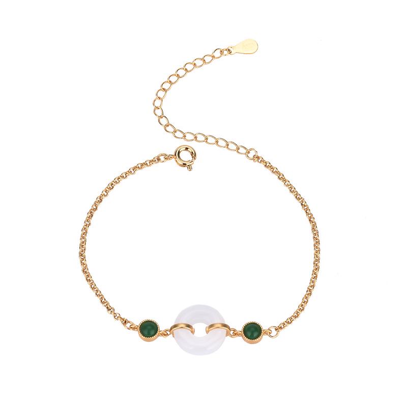 2021 Summer Palace-Style Hanfu Accessory: Women's Imitation Hetian Jade Safety Buckle Bracelet