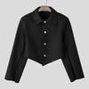 INCERUN Men Lapel Neck Splits Long Sleeve Irregular Cropped Loose Blazer Coats