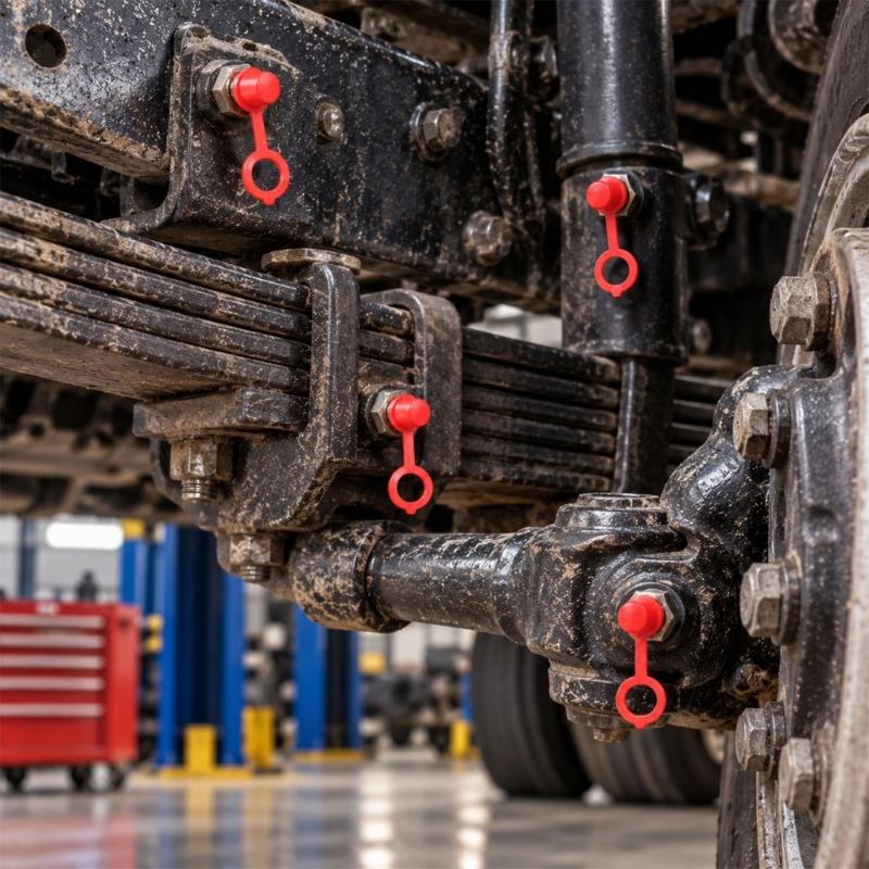 Tethered Grease Zerk Fitting Dust Covers, Plastic Fitting Covers with Attached Retainers That Remain At the Fitting During Routine Service Tasks