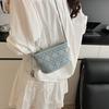 Light Luxury Sequined Small Bag Women's Shoulder Bucket Bag Denim Blue Chain Messenger Bag