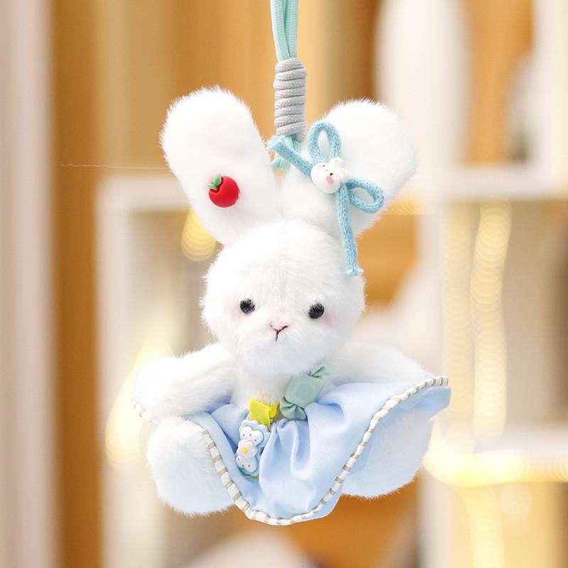 Skirt Bow White Rabbit Plush Toy Pendant Animal Keychain Bag Decoration Gift