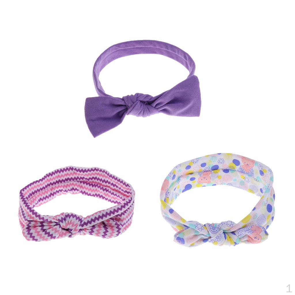 

Girl Headband Party Flower Newborn Toddler Head Accessories 3Packs Purple Pink White