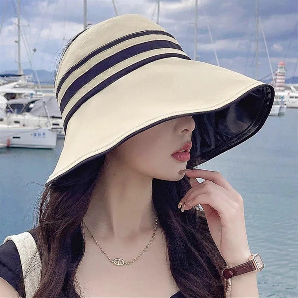 Women's Summer Hat Female Outdoor Beach UV Protection Breathable Empty Top Hats Lady Foldable Hollow Scallop Cap