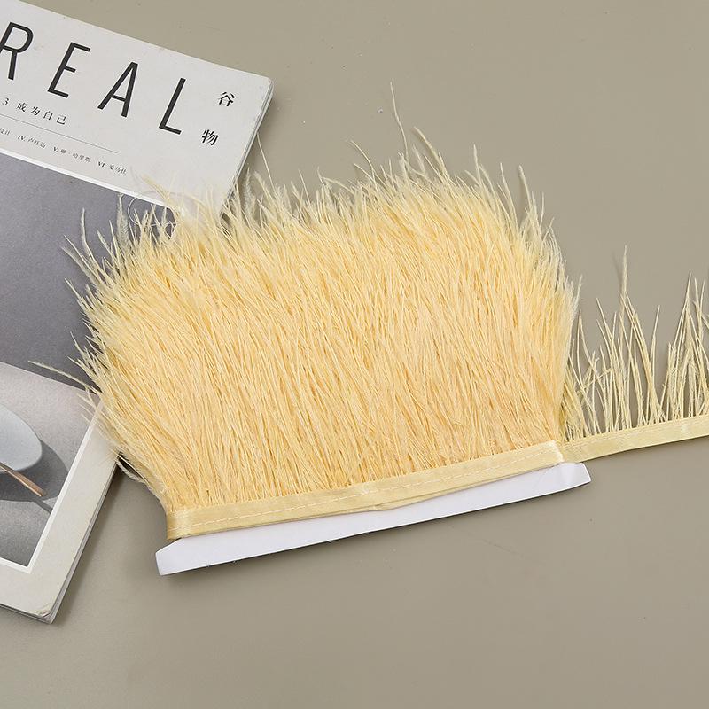 Color 8-10 Cm Ostrich Hair Cloth Edge Clothing Cuffs Hem Ostrich Feather Strips Cloth With Accessories Lace