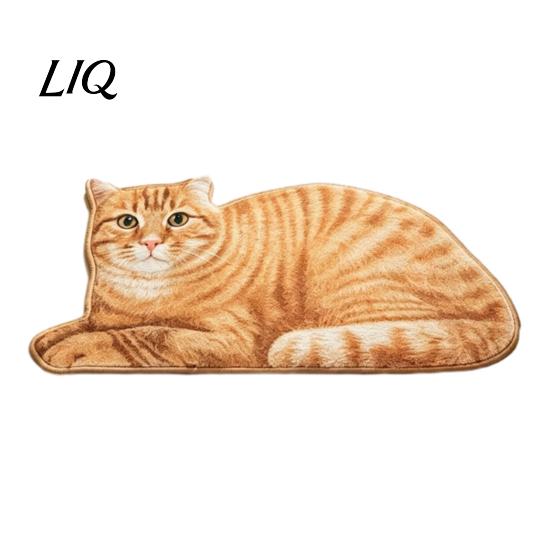 Non-slip Floor Mat Cute Cat Bathroom Rug, Anti-Slip Absorbent Bath Washable Plush Durable Doormat Kitty Door for Entrance Kitchen Home Decor