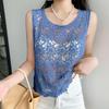 Chaleco de ganchillo de punto hueco para el verano de mujer con nuevo top de tirantes suelto bohemio sin mangas
