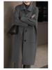 Cappotto di Lana Stile Hepburn Coreano - Grigio, Lunghezza Media, Vestibilità Slim, Soprabito Largo per Autunno/Inverno.