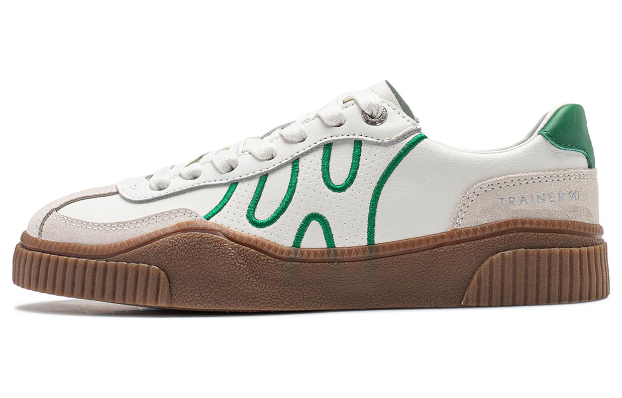 Li Ning V2 Abrasion Resistant Abrasion Resistant Low top Trendy Skateboard Shoes Women s White Green AGCT394-2 38