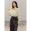 Mishow Women's Patchwork Striped Yellow Pussy-Bow Shirt