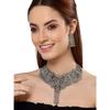 Shining Diva Fashion Latest Stylish Traditional Oxidised Silver Necklace Jewellery Set for Women