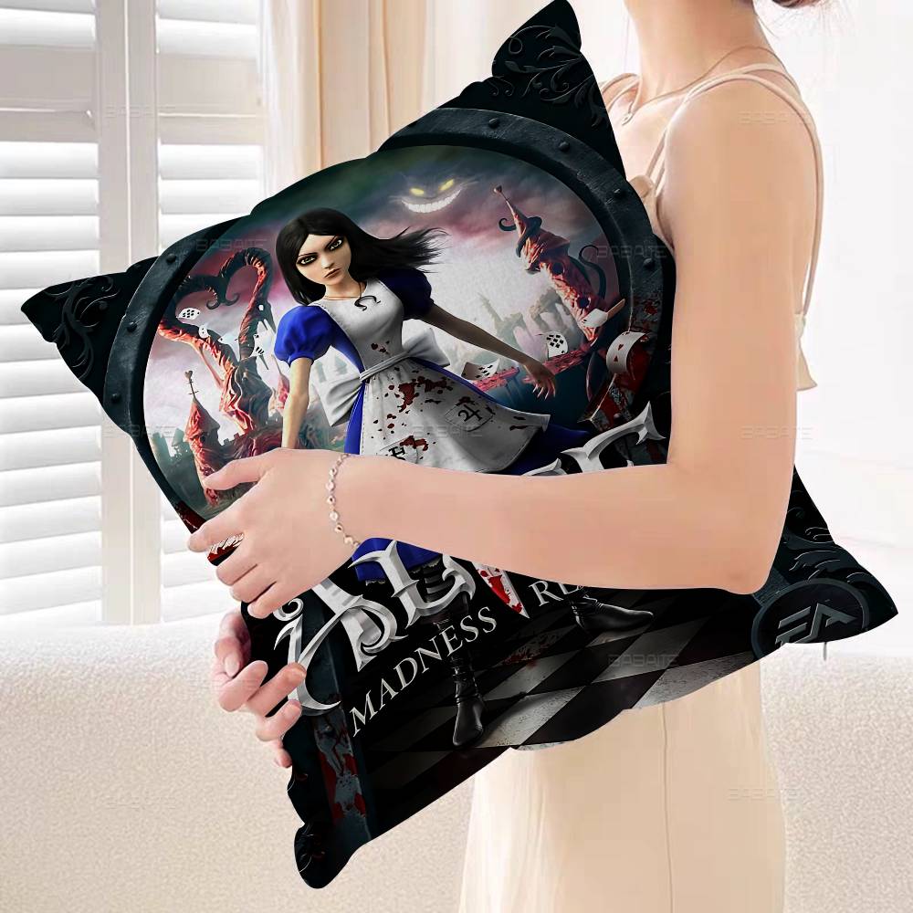 A-Alice M-Madness R-Returns Classic Cushion Cover Car Throw Pillow Case For Sofa Car Christmas Gift 40X40Cm 45X45Cm