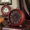 Retro Red Electronic Alarm Clock Metal 2025 New Creative Living Room Study Desktop Clock Ornaments Student Wake-up Artifact