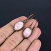 Rhodochrosite Copper Electroformed Earrings, Handmade Gemstone Jewelry Earrings For Memorial Day