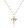 18k Gold-Plated Zircon Cross Necklace with Rotatable Crown Pendant