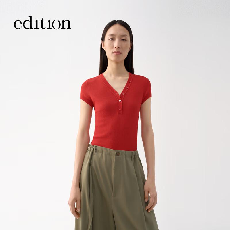 Edition Women s Short Sleeve V-Neck Knit Cardigan L