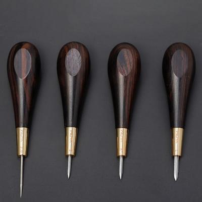 1Pc Leather Stitching Awl Diamond Shape Ebony Blackwood & Brass Craft Tool