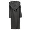 Hooded Lazy Loose Double-sided Wool Coat Lace-up Bathrobe Long Coat Autumn and Winter 25 New Women's Black and White Gray