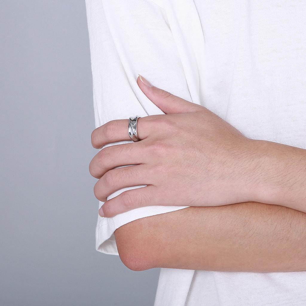 Irregular Geometric Men's Ring High Quality Stainless Steel Jewelry 3 Colors Popular High Street Accessories