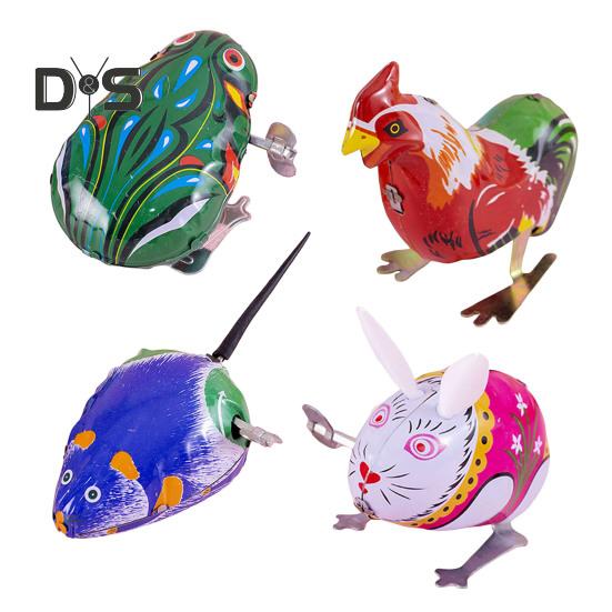 1/4 шт. Заводна іграшка-тварина Ностальгічний вінтаж, діти, дорослі, заводна пружина, металева жаба, що стрибає, півень, щур, кролик, іграшка, сувеніри для вечірок