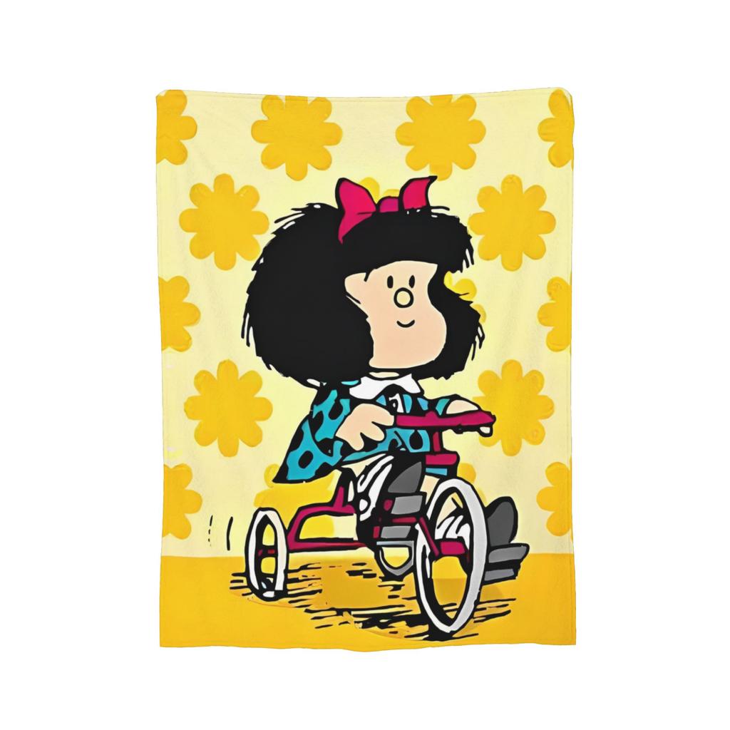 Cute Mafaldas Cartoon Blanket Cover Flannel Anime Lightweight Throw Blanket for Airplane Travel Bed Rug
