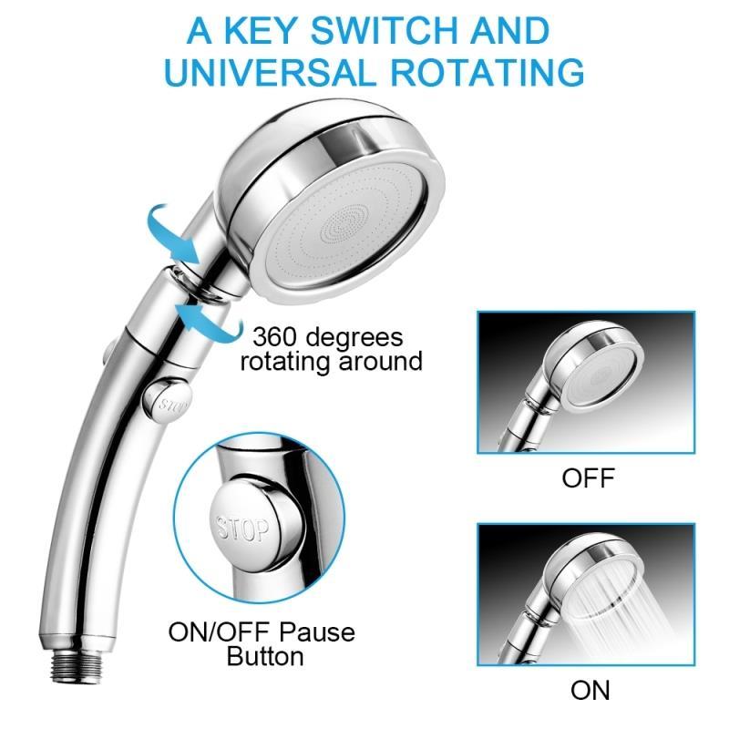 1 Set Detachable 3 Modes Setting Shower Head Handheld High Pressure Rain Water Saving Home Hotel Sprayer Bathroom Shower Head