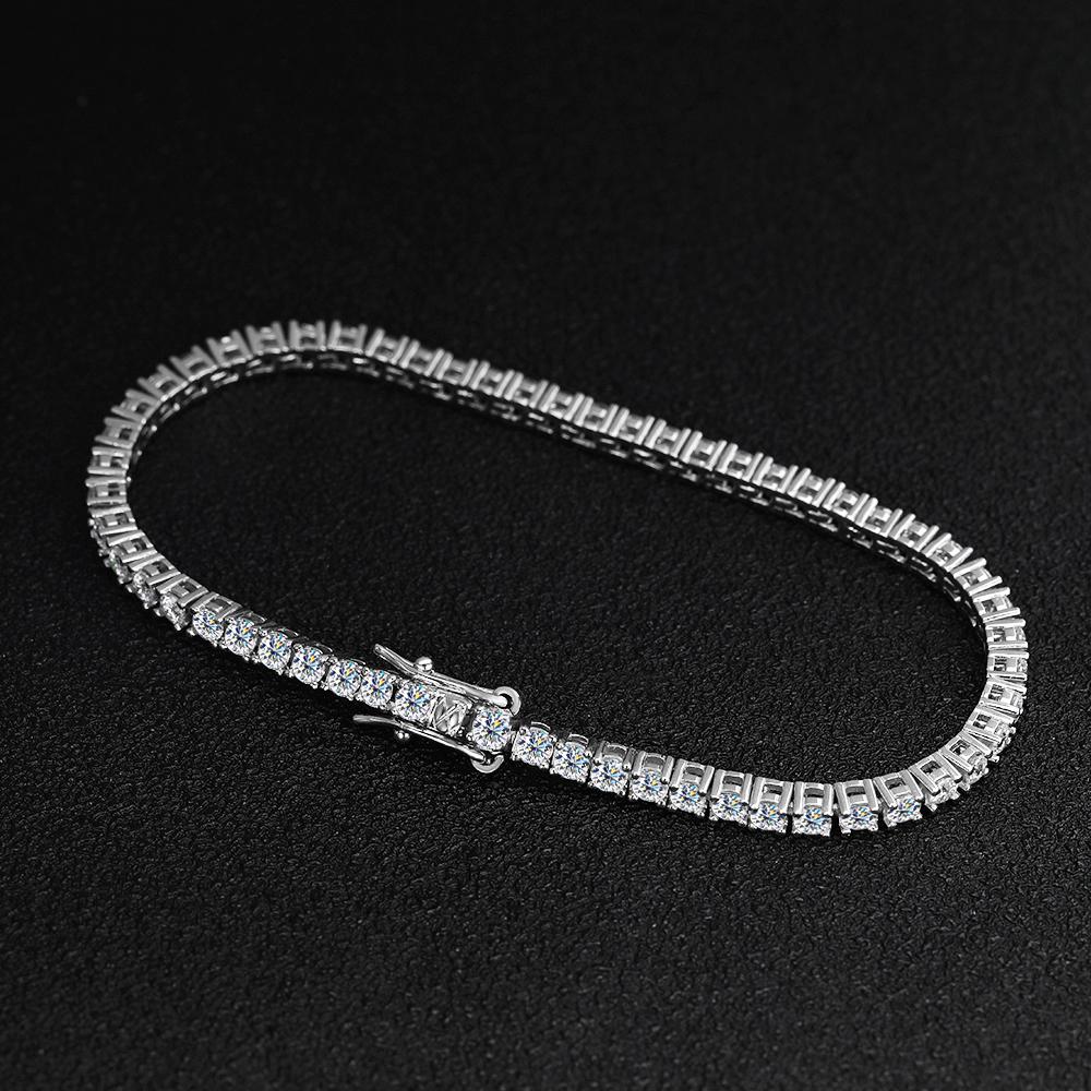 KNOBSPIN 2mm D Color Moissanite Tennis Bracelets for Woman Man Sparkling Diamonds with GRA s925 Sliver Hip Hop Bracelet