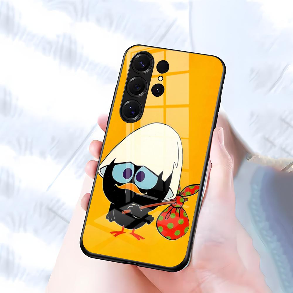 

Милый Чехол-Калимеро для Телефона Samsung S26 S25 S24 FE S23 S22 S21 Plus S20 Ultra Note20Ultra Черная Стеклянная Крышка Galaxy S23 FE