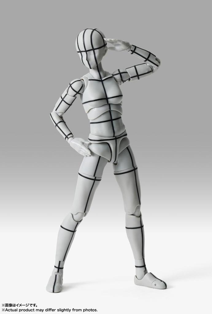 TAMASHII NATIONS S.H.Figuarts Body-chan -Sports- Edition -Wireframe- (Gray Color Ver.) Approximately 135mm PVC & ABS Painted Movable Figure