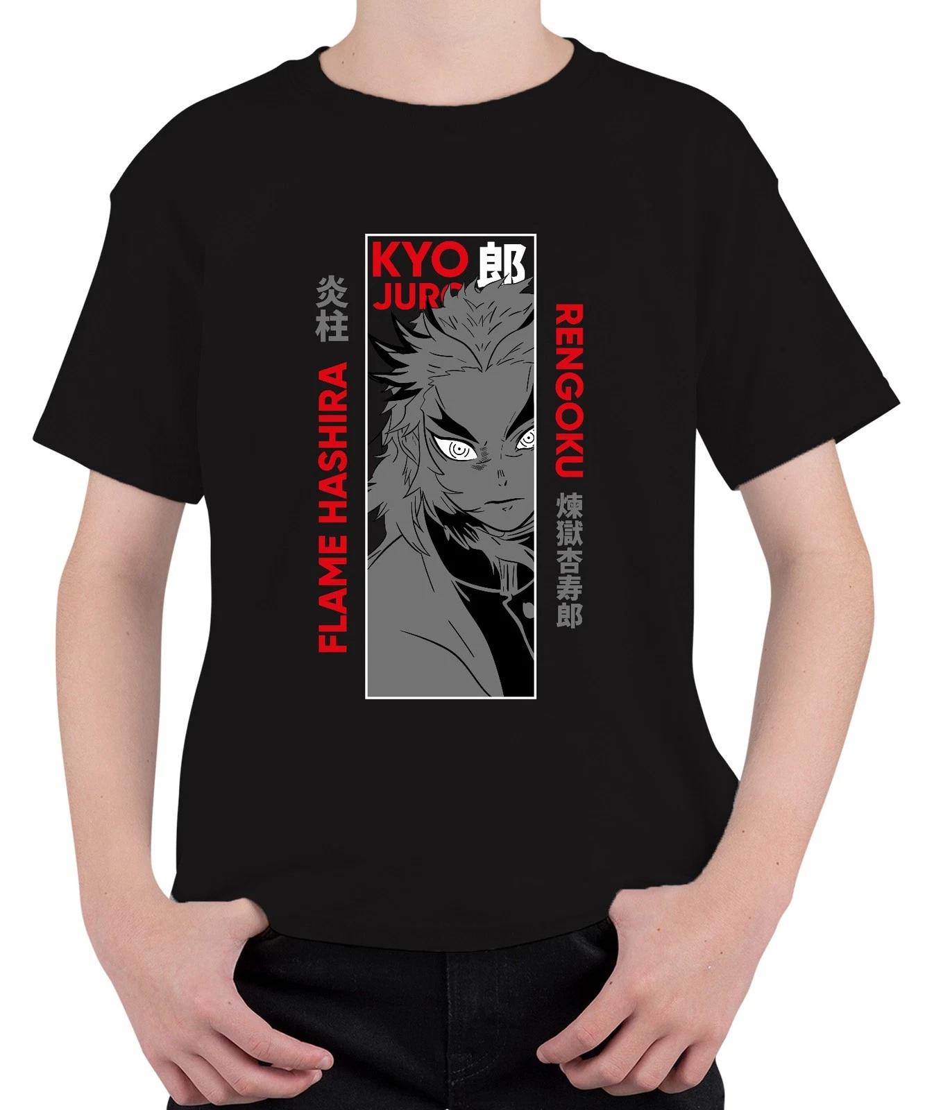 Kyojuro Rengoku Flame Hashira Kimetsu no Yaiba Anime Geschenk Unisex Kinder T-Sh XS