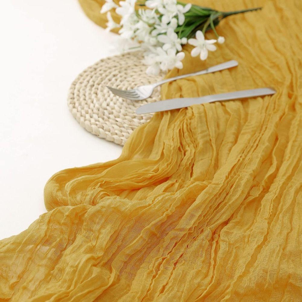 Semi-Sheer Gauze Table Runner Solid Color Tablecloth Luxury Table Cover Wedding Decor