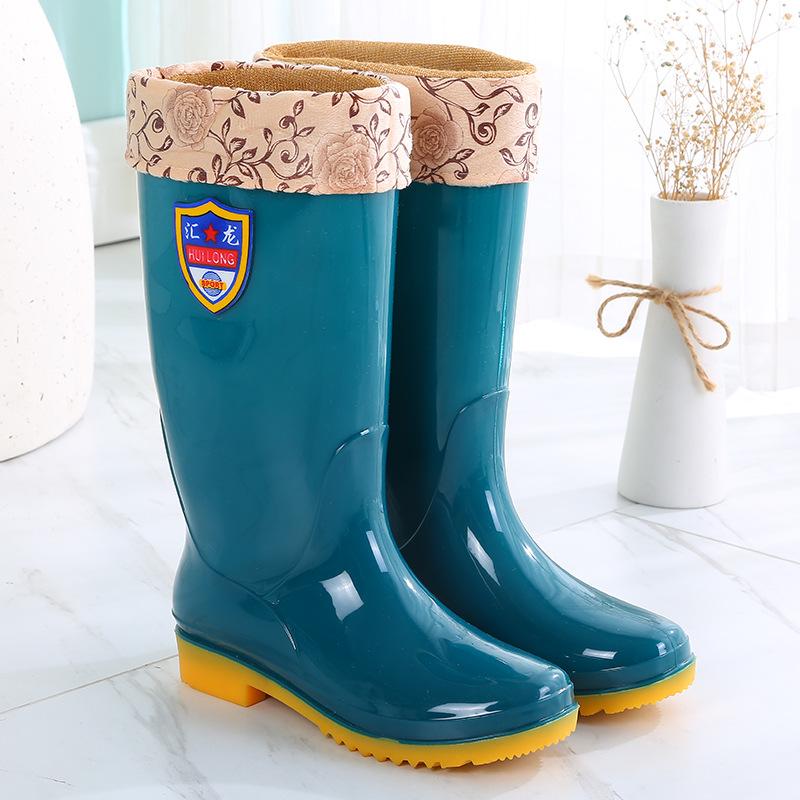High tube rain shoes water shoes women's adult long tube water boots wear rain boots women's fashion waterproof and non-slip rubber shoes summer
