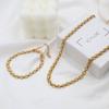 Hip Hop Exaggerated Metal Vintage Cuban Chain Braided Strap Thick Chain Neutral Wind Necklace Bracelet Set