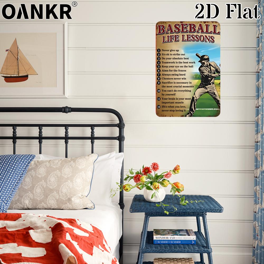 Vintage Metal Tin Sign Retro Baseball Life Lessons Art Poster Metal Signs for Man Cave Garden Home Wall Decor Plaque