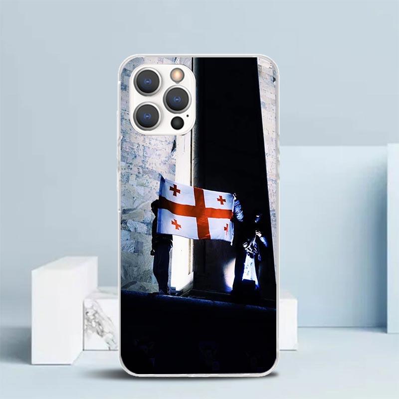 Georgia Flag Phone Case For IPhone 16 17 Air 16E 15 14 Plus 13 Mini 12 11 Pro Max 7 8 + SE 2020 Soft TPU Back Cover 16 17 Air 16