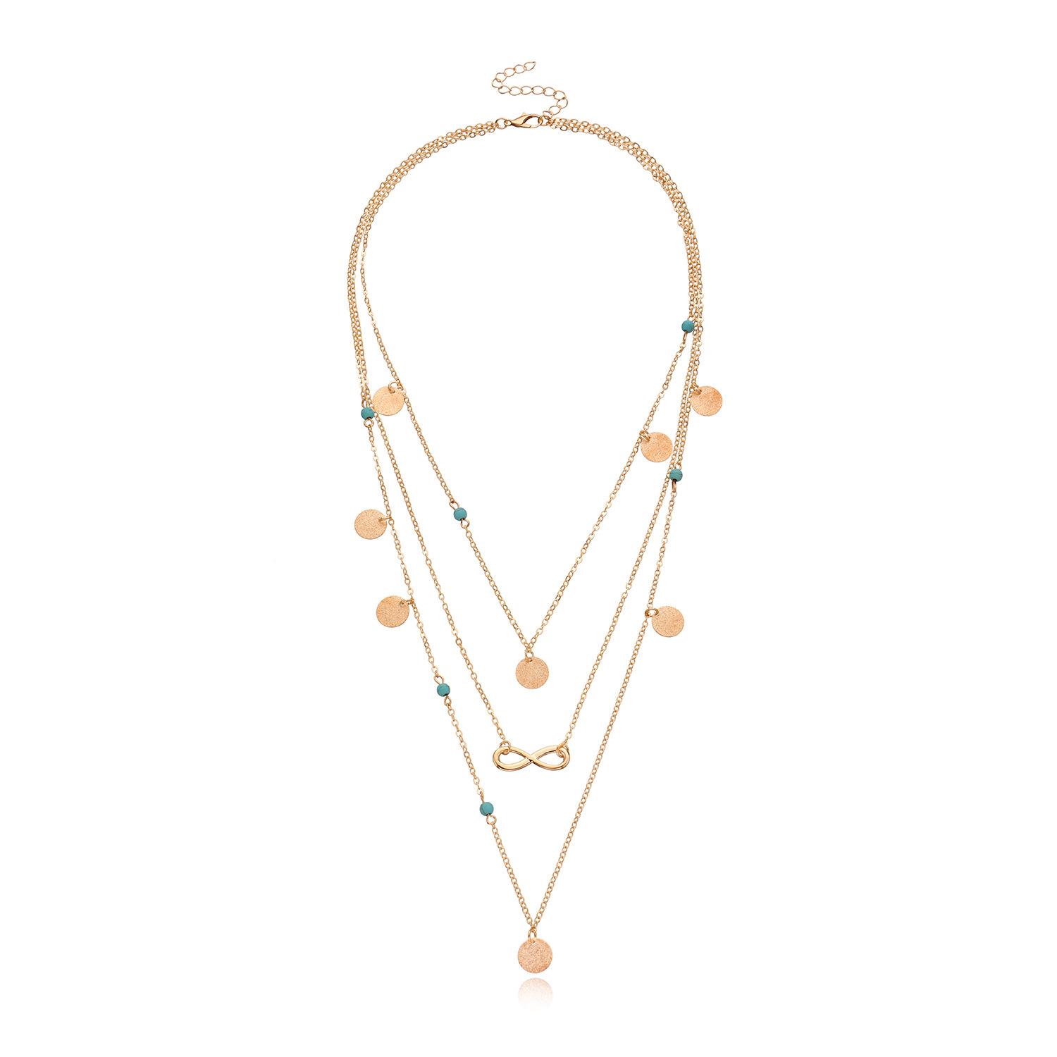 

European and American new products, hot-selling fashion necklaces, good luck 8-character matte sequin combination necklaces золотий