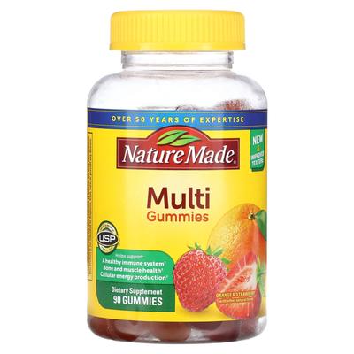 Nature Made, multi gummies, apelsin, körsbär och blandade bär, 90 gummies
