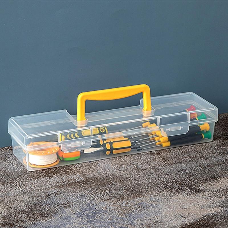 Multipurpose Transparent Organiser Box For Home Repair Tool Easy Carry Handle And Plastic Construction Toolbox