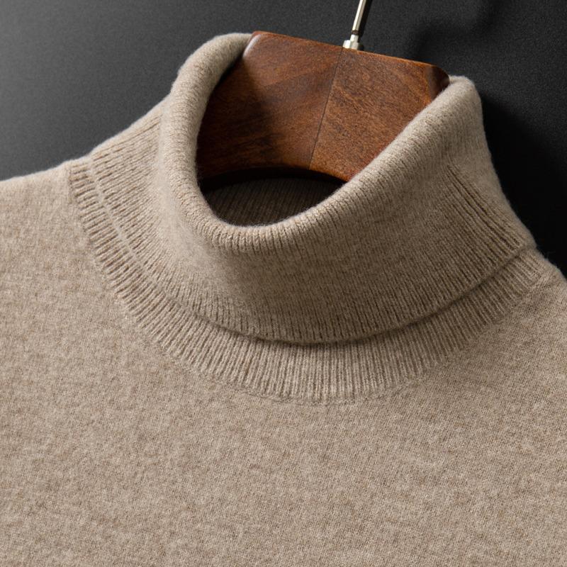 Men's High Neck Knit Sweater - Warm & Versatile Long Sleeve for Autumn/Winter