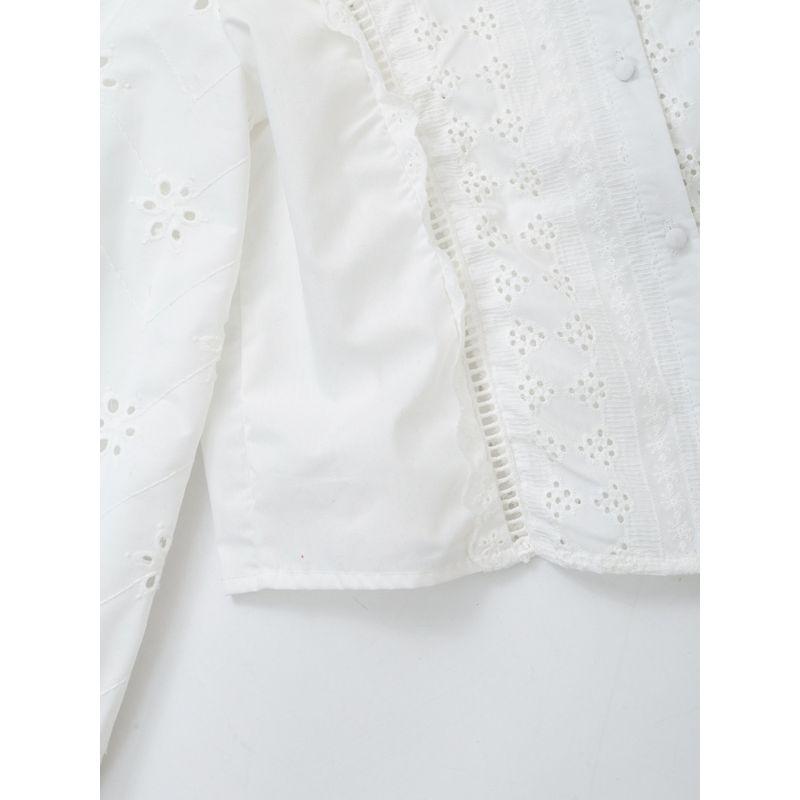 Kaslead Women's Clothing Fashion Casual Cut Out Embroider